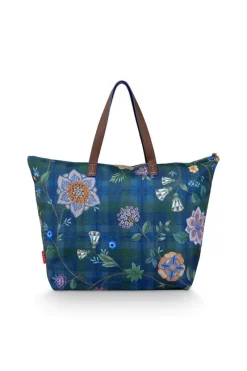 Pip Studio Taschen|Wochenendtaschen|Tilda Tragetasche Flores Felices Dunkel Blau