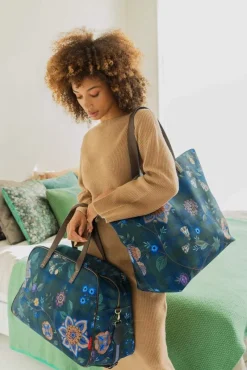 Pip Studio Taschen|Wochenendtaschen|Tilda Tragetasche Flores Felices Dunkel Blau
