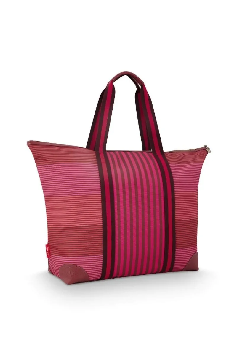 Pip Studio Taschen|Shoppers|Tilda Tragetasche Gross Streifen Rosa