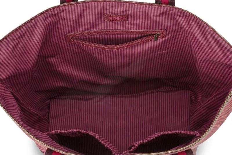 Pip Studio Taschen|Shoppers|Tilda Tragetasche Gross Streifen Rosa