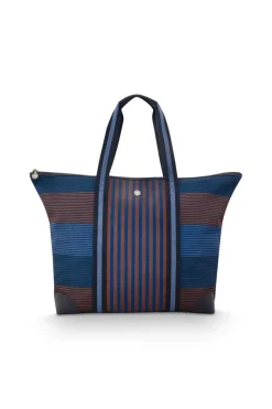 Pip Studio Taschen|Wochenendtaschen|Tilda Tragetasche Gross Streifen Blau