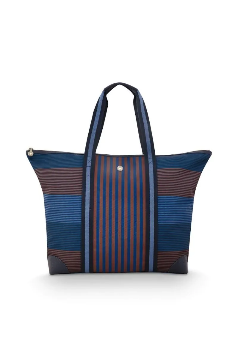 Pip Studio Taschen|Wochenendtaschen|Tilda Tragetasche Gross Streifen Blau