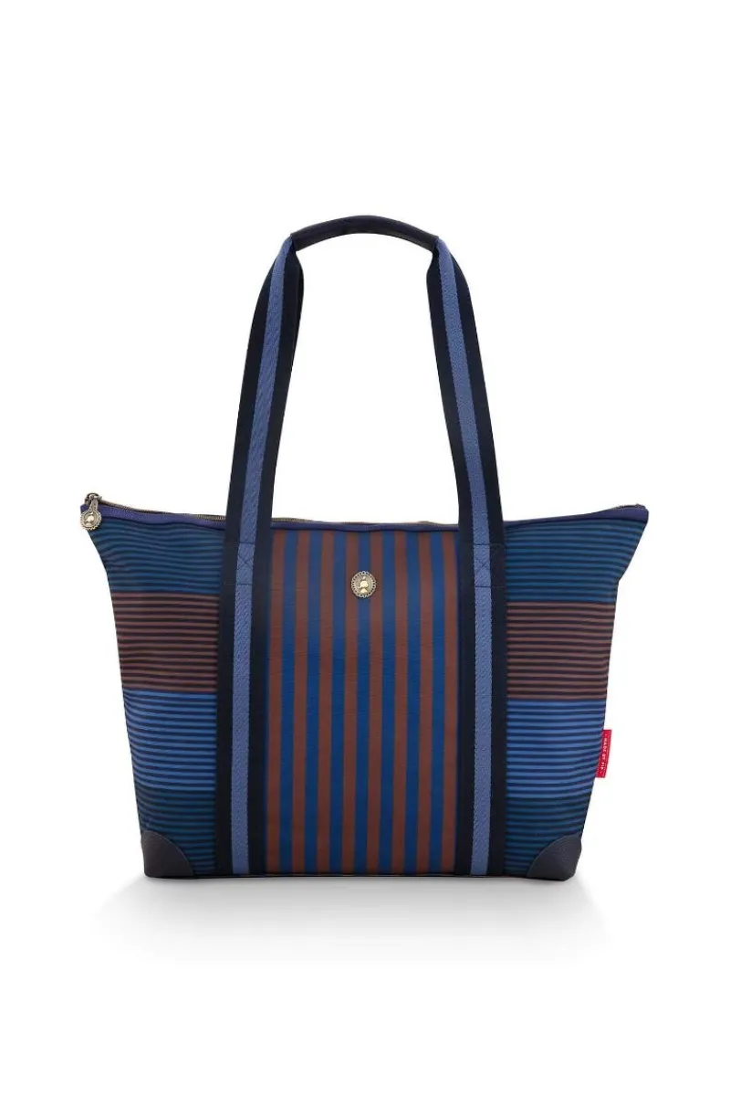 Pip Studio Taschen|Shoppers|Tilda Tragetasche Mittel Streifen Blau