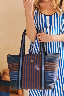 Pip Studio Taschen|Shoppers|Tilda Tragetasche Mittel Streifen Blau