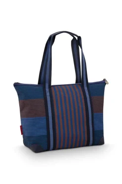 Pip Studio Taschen|Shoppers|Tilda Tragetasche Mittel Streifen Blau