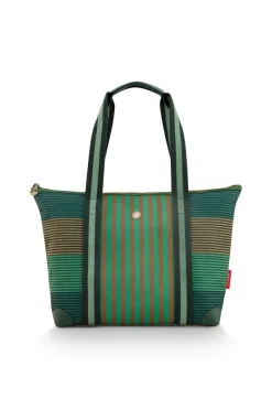 Pip Studio Taschen|Shoppers|Tilda Tragetasche Mittel Streifen Grün