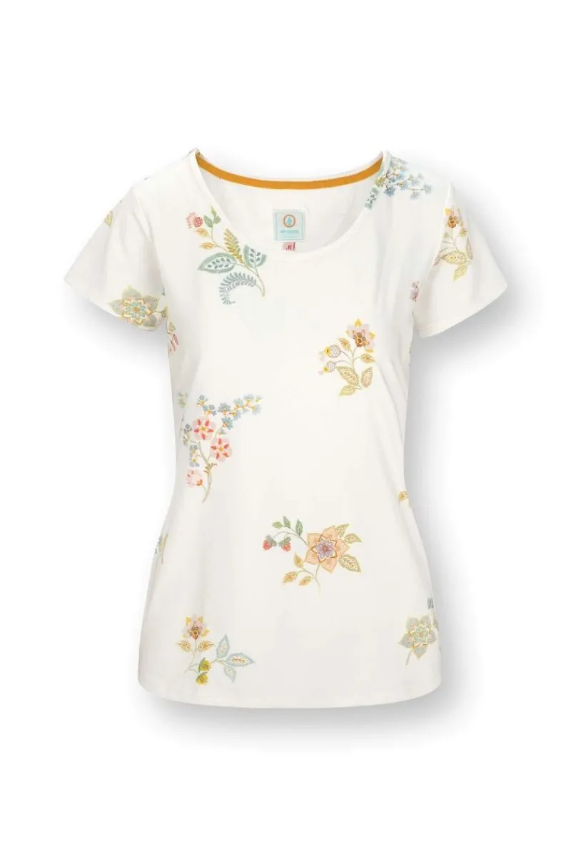 Pip Studio Tops|Shirts Mit Kurzen Ärmeln|Tilly Top Kurze Ärmeln Blossom Chique Weiss