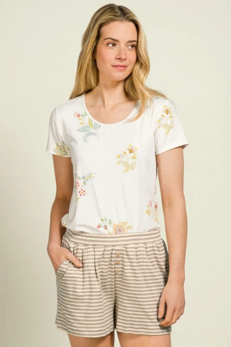 Pip Studio Tops|Shirts Mit Kurzen Ärmeln|Tilly Top Kurze Ärmeln Blossom Chique Weiss