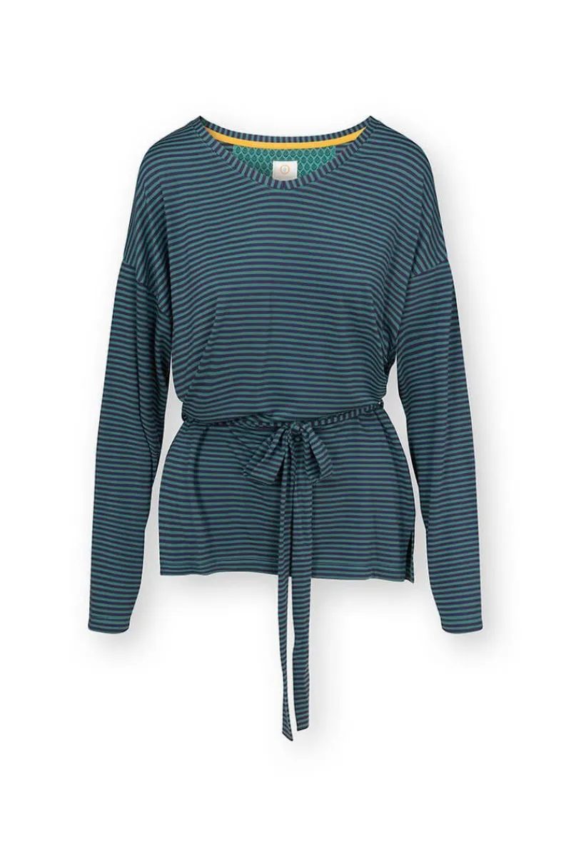 Pip Studio Tops|Tops Mit Langen Ärmeln|Timberly Top Lange Ärmeln Little Sumo Stripe Blau Grün