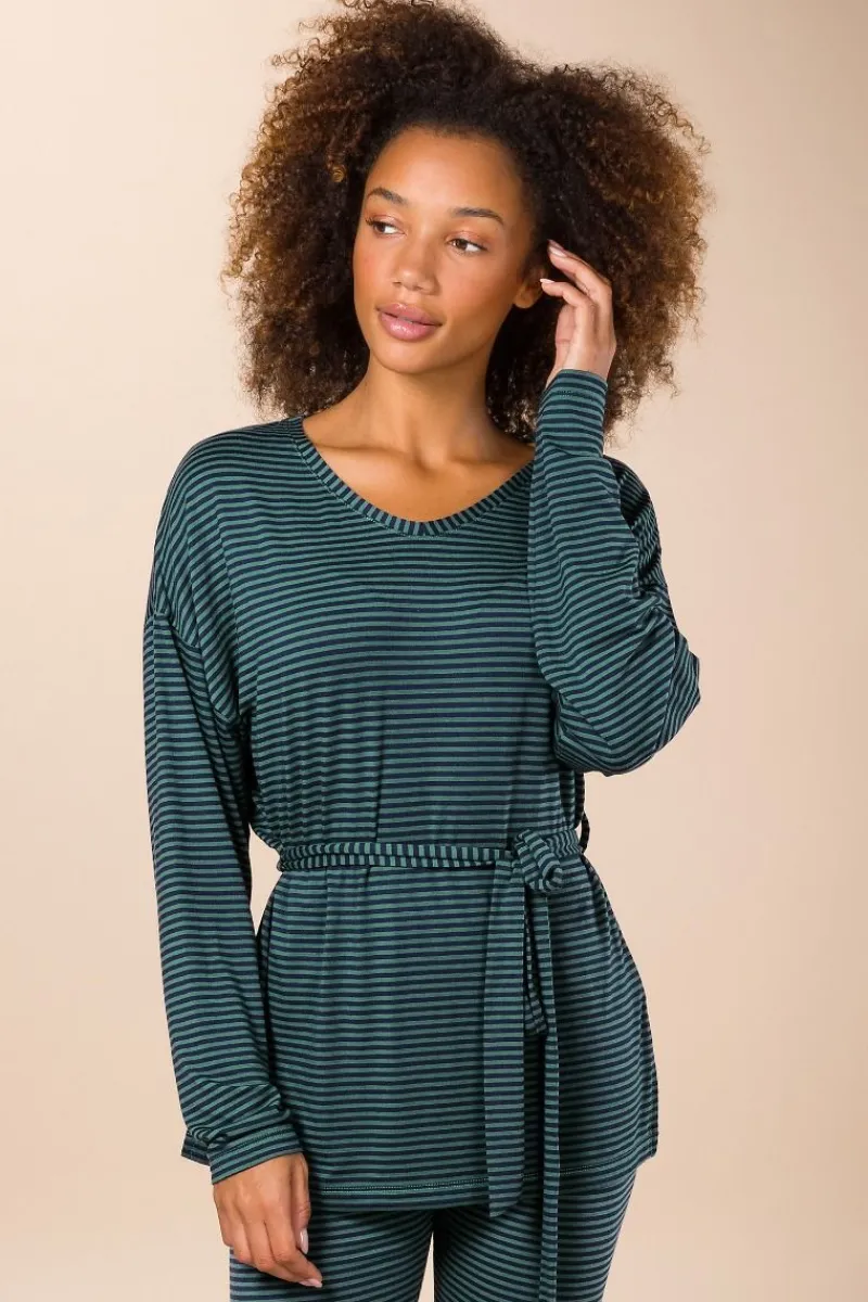 Pip Studio Tops|Tops Mit Langen Ärmeln|Timberly Top Lange Ärmeln Little Sumo Stripe Blau Grün