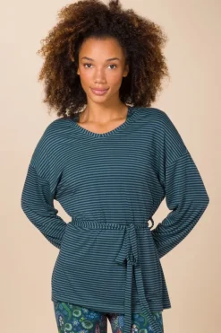 Pip Studio Tops|Tops Mit Langen Ärmeln|Timberly Top Lange Ärmeln Little Sumo Stripe Blau Grün