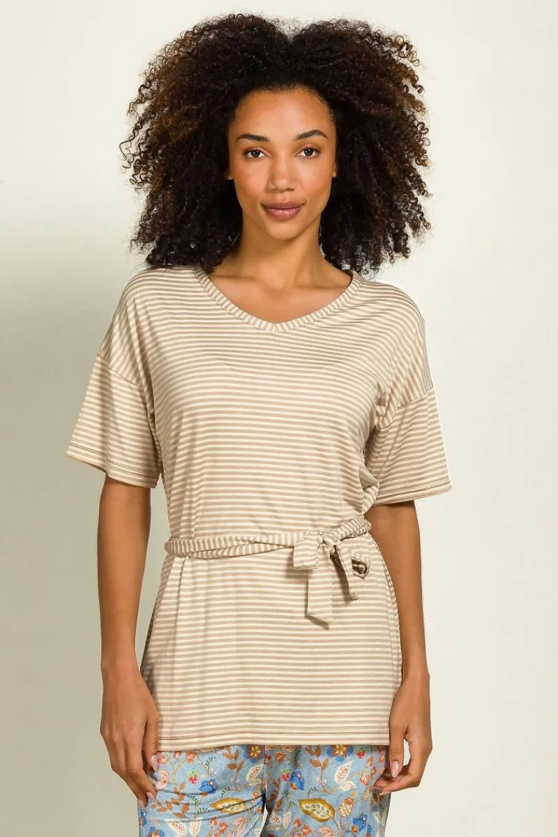 Pip Studio Tops|Shirts Mit Kurzen Ärmeln|Tonya Top Kurze Ärmeln Little Sumo Stripe Sand