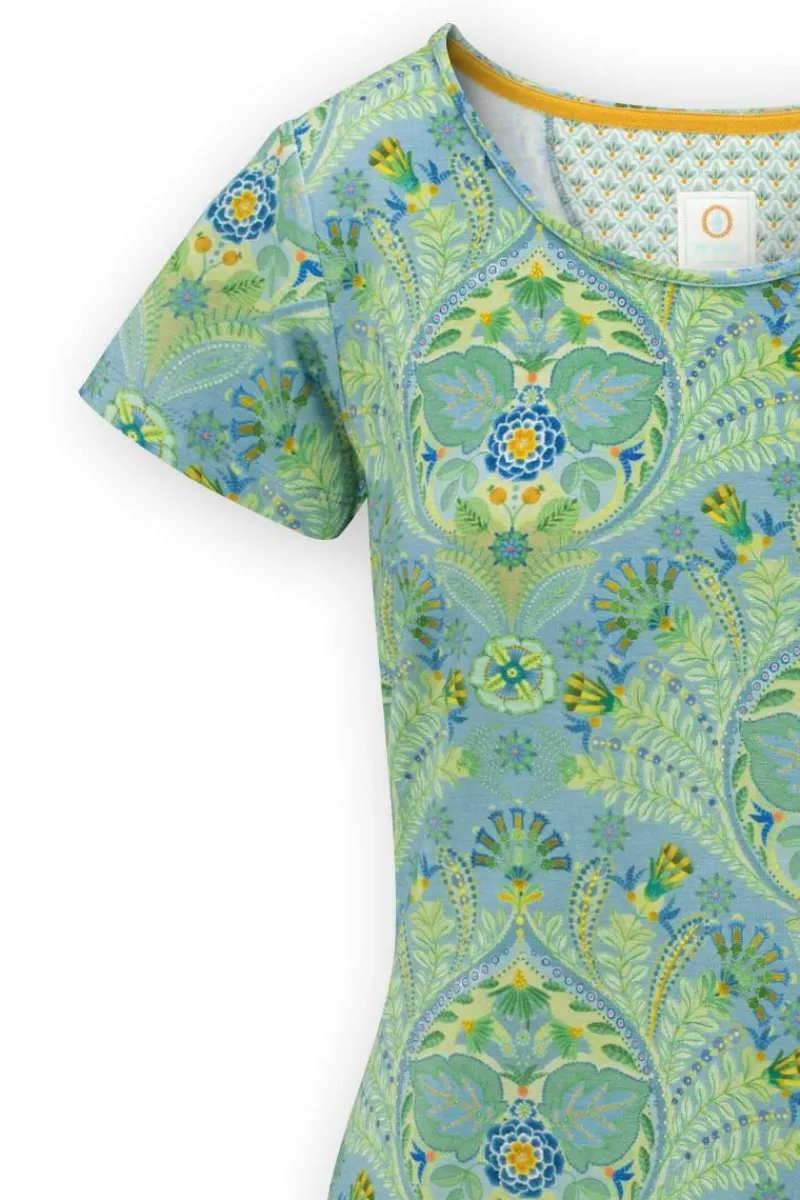 Pip Studio Shirts Mit Kurzen Ärmeln|Top Kurze Ärmeln Alba Blau Grün
