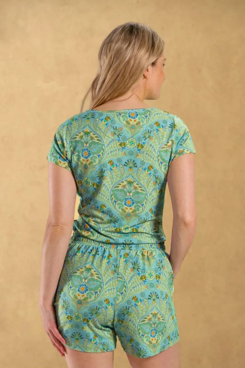 Pip Studio Shirts Mit Kurzen Ärmeln|Top Kurze Ärmeln Alba Blau Grün