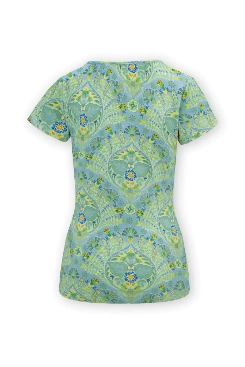 Pip Studio Shirts Mit Kurzen Ärmeln|Top Kurze Ärmeln Alba Blau Grün