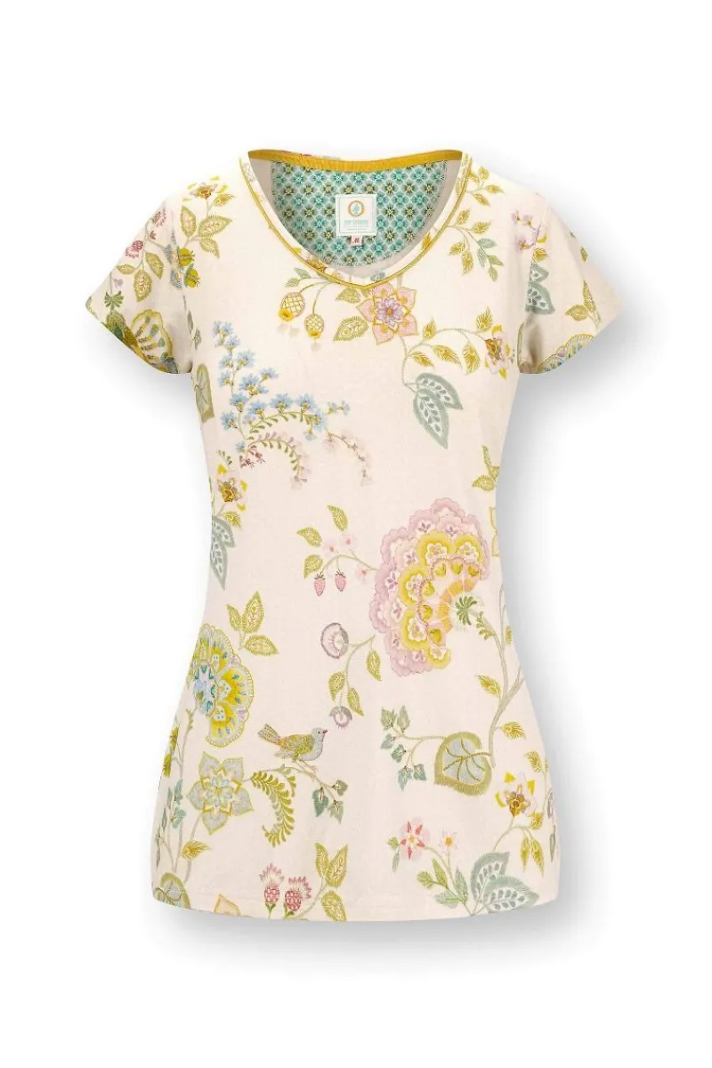 Pip Studio Strandmode|Tops|Toy Top Kurze Ärmeln Buenas Noches Weiss