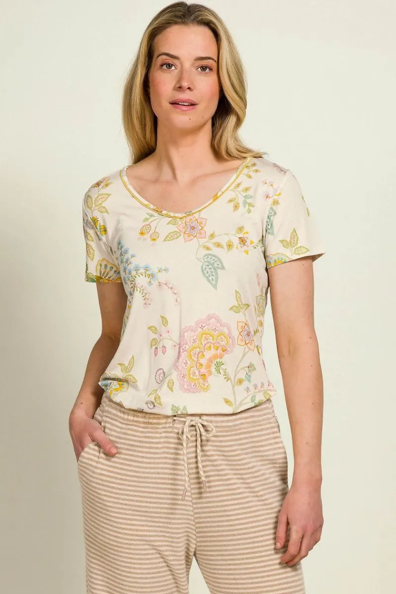 Pip Studio Strandmode|Tops|Toy Top Kurze Ärmeln Buenas Noches Weiss