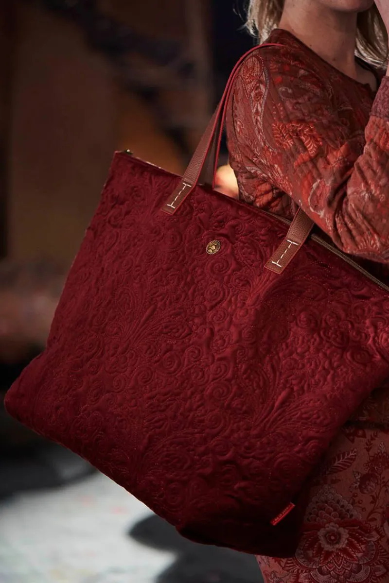 Pip Studio Taschen|Wochenendtaschen|Tragetasche Samt Quiltey Days Rot