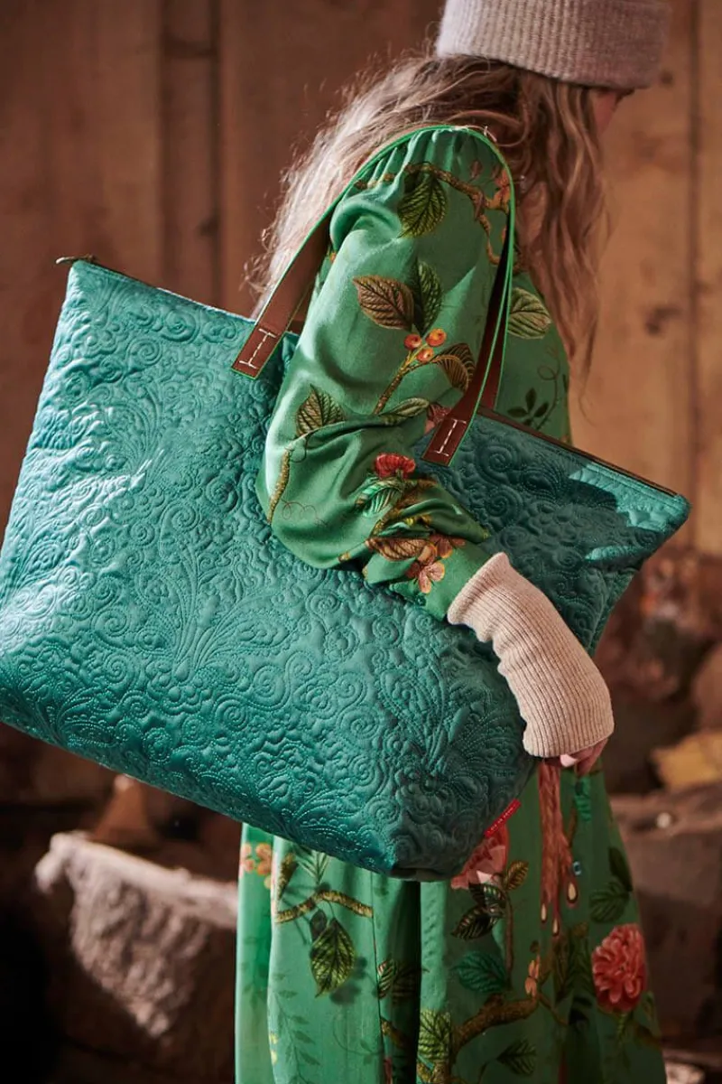 Pip Studio Taschen|Wochenendtaschen|Tragetasche Samt Quiltey Days Grün