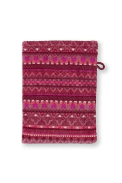 Pip Studio Waschlappen|Waschlappen Set/3 Geometric Print Dunkel 16x22cm Rosa