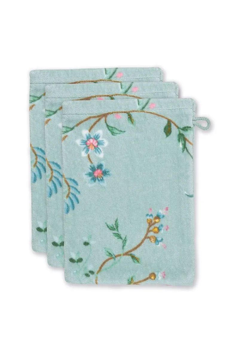 Pip Studio Waschlappen|Waschlappen Set/3 Les Fleurs 16x22 cm Blau