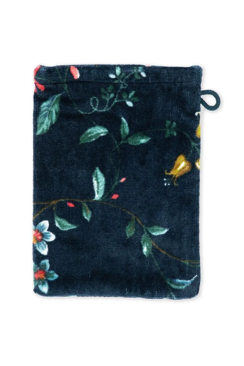 Pip Studio Waschlappen|Waschlappen Set/3 Les Fleurs Dunkel 16x22 cm Blau