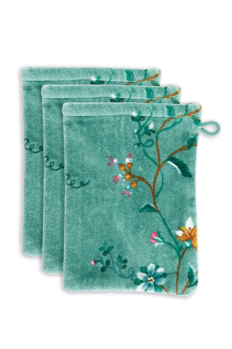 Pip Studio Waschlappen|Waschlappen Set/3 Les Fleurs 16x22 cm Grün