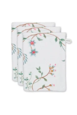 Pip Studio Waschlappen|Waschlappen Set/3 Les Fleurs 16x22 cm Weiß