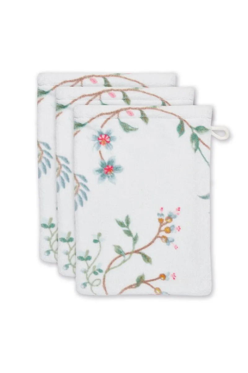 Pip Studio Waschlappen|Waschlappen Set/3 Les Fleurs 16x22 cm Weiß