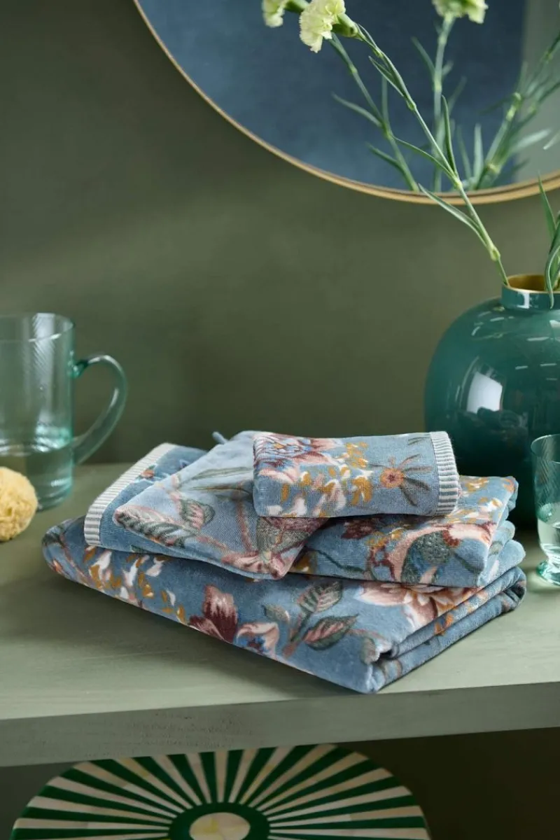 Pip Studio Waschlappen|Waschlappen Set/3 Secret Garden 16x22cm Blau