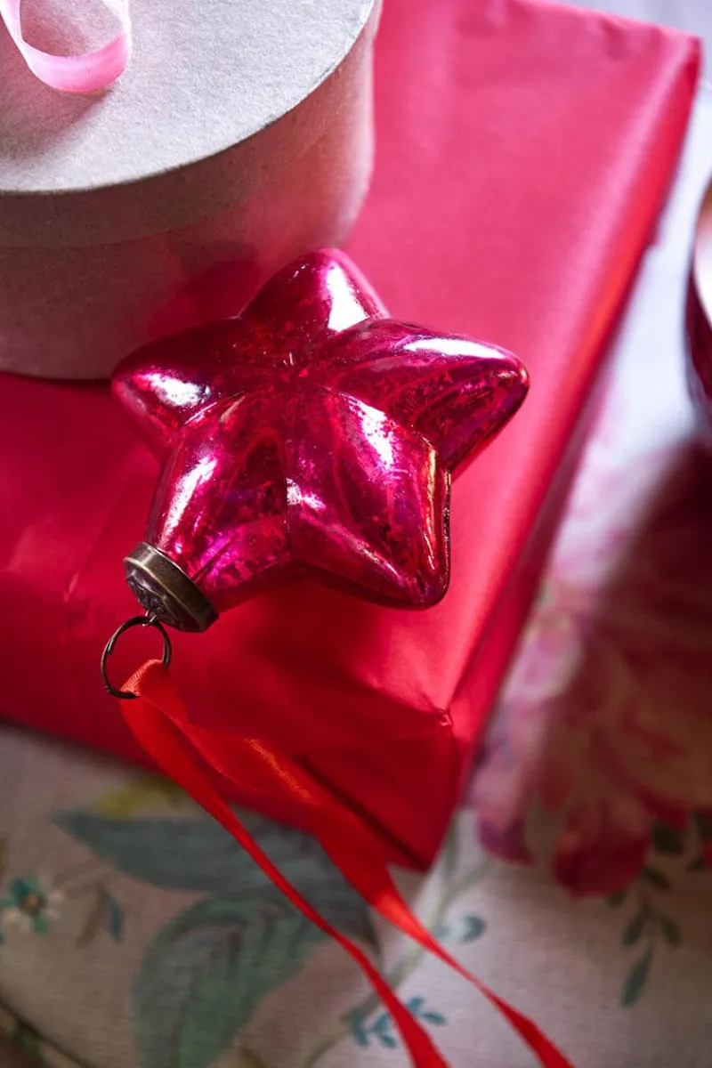 Pip Studio Weihnachten|Weihnachtskugel Glas Stern Rosa 10cm