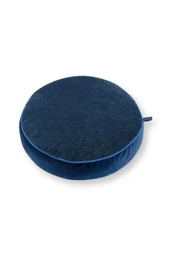 Pip Studio Zierkissen|Bettkissen|Zierkissen Rund Quiltey Days Dunkel Blau